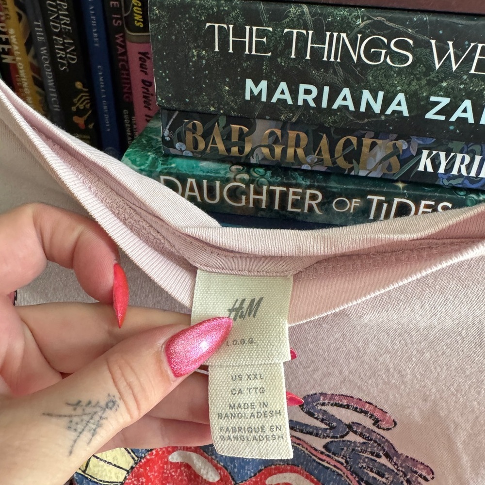 H&M Light Pink The Rolling Stones band tee Graphic T-shirt oversized lightweight - Picture 3 of 5